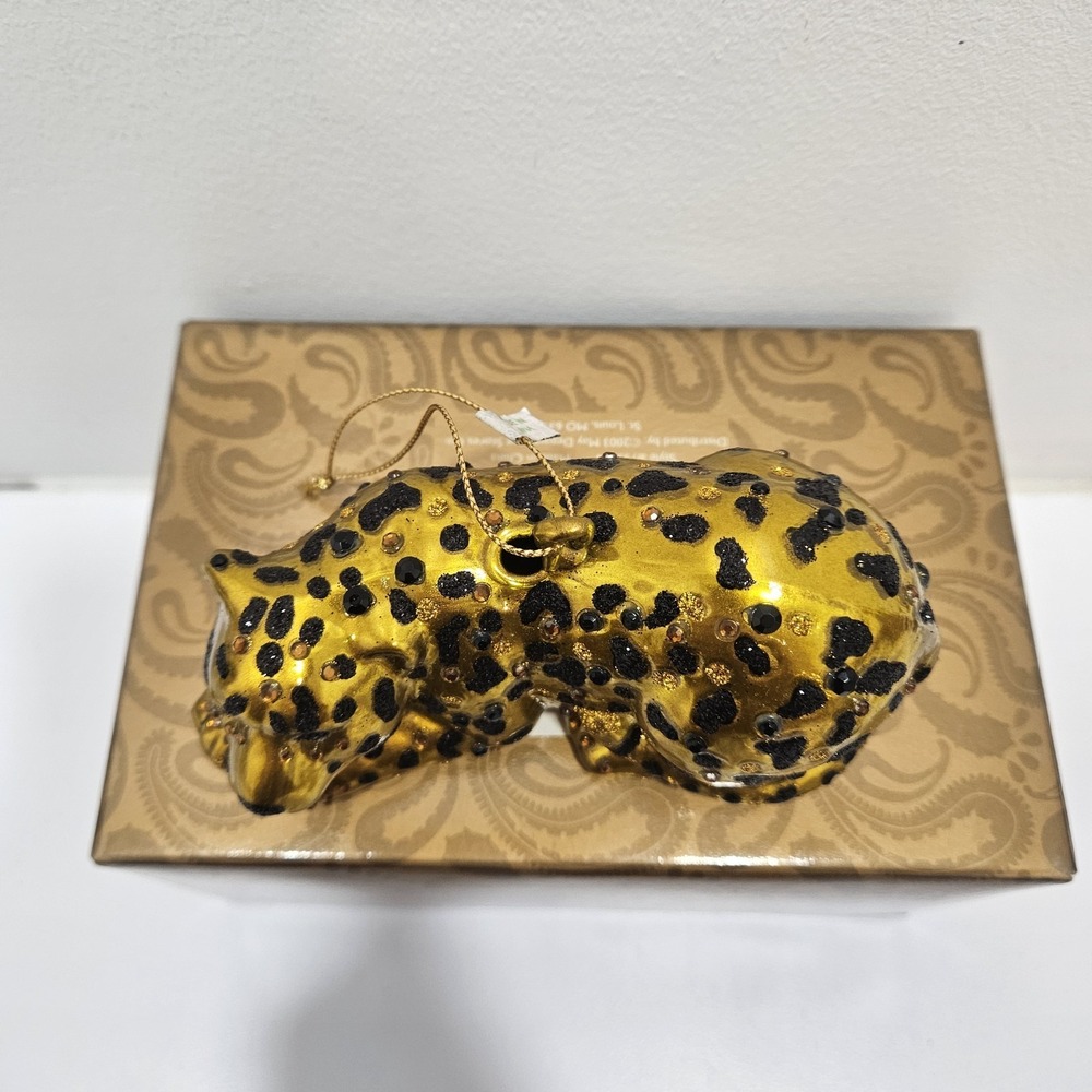 Vintage 2003 Home For The Holidayd Jeweled Collection Gold Cheetah Ornament - Picture 3 of 16